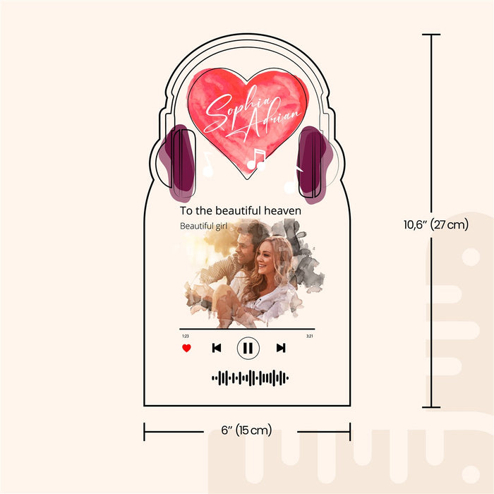 Personalized Song Plaque,Song Acrylic Glass,Gifts For Her, Gifts For Him, Valentines Couple Gift, Photo And Music Gifts,Dear Plexiglass Gift