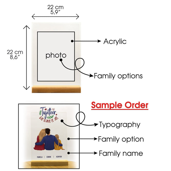 Personalized Acrylic Photo Stand, Family Photo, Souvenir, Special Gift for Mom and Dad, Acrylic Plexiglass Home, Workplace Decoration