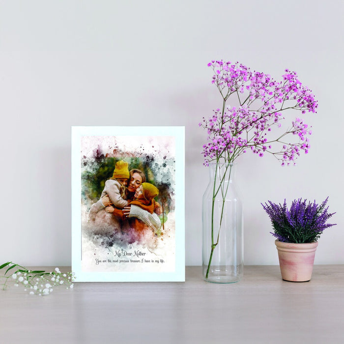 Customizable Custom Photo Frame and Mother's Day Special Souvenirs, Mother's Day, Framed Custom Photo, Watercolor Painting, Family Portrait