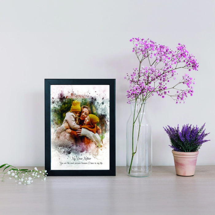 Customizable Custom Photo Frame and Mother's Day Special Souvenirs, Mother's Day, Framed Custom Photo, Watercolor Painting, Family Portrait